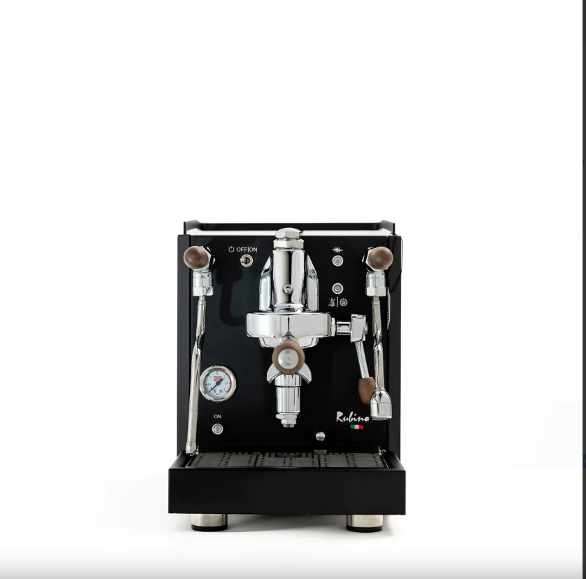 Quick Mill Rubino Matt Black with Wood Coffee Machine